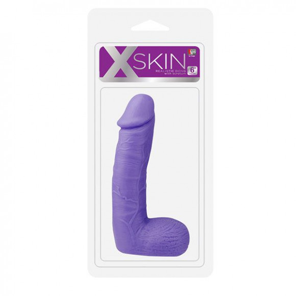 Фиолетовый фаллоимитатор XSKIN 6 PVC DONG - 15 см.
