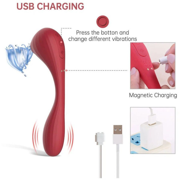 Красный вибратор Magic Motion Bobi с вакуумной стимуляцией Красный вибратор Magic Motion Bobi с вакуумной стимуляцией