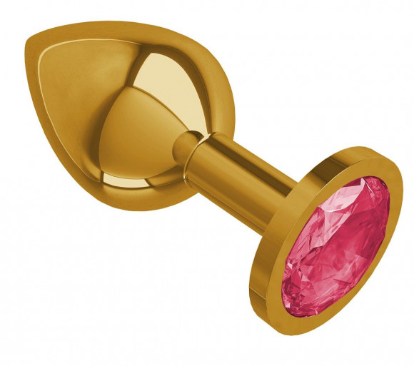 Золотистая средняя пробка с малиновым кристаллом - 8,5 см.