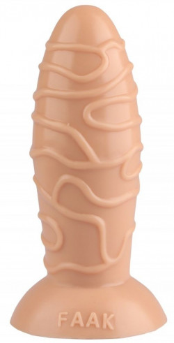 Телесная анальная втулка с венками - 17,5 см. Телесная анальная втулка с венками - 17,5 см.