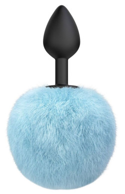 Черная анальная пробка с голубым пушистым хвостиком Fluffy Черная анальная пробка с голубым пушистым хвостиком Fluffy