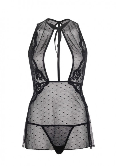 Оригинальная сорочка в горошек с кружевной отделкой