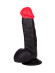 Чёрный фаллоимитатор с красной головкой - 17 см.