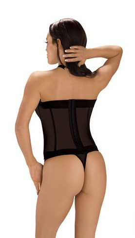 Укороченный корсет с полупрозрачной вставкой на животике