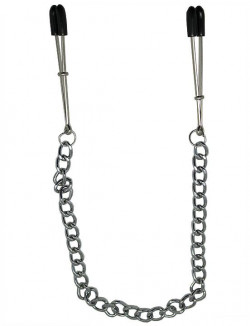 Зажимы для сосков с серебристой цепочкой