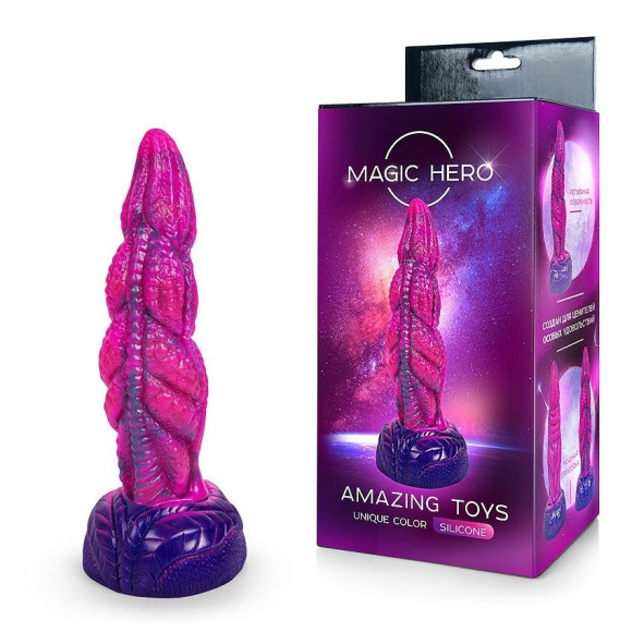 Розовый рельефный фантазийный фаллоимитатор - 20,5 см. Розовый рельефный фантазийный фаллоимитатор - 20,5 см.