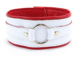 Бело-красный кожаный ошейник Бело-красный кожаный ошейник