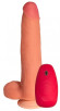 Телесный реалистичный вибратор №74 с проводным пультом - 22,5 см. Телесный реалистичный вибратор №74 с проводным пультом - 22,5 см.