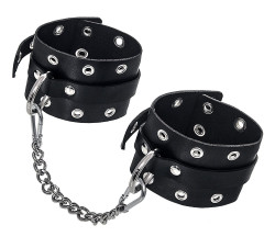 Черные кожаные однослойные оковы с люверсами Черные кожаные однослойные оковы с люверсами