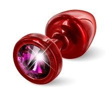 Красная пробка с малиновым кристаллом ANNI round Red T1 Fuschia - 6 см. Красная пробка с малиновым кристаллом ANNI round Red T1 Fuschia - 6 см.
