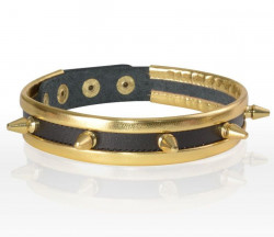 Золотисто-черный узкий ошейник с шипами Золотисто-черный узкий ошейник с шипами