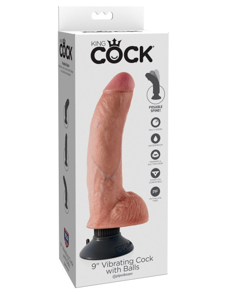 Телесный виброфаллос со съемной присоской 9 Vibrating Cock with Balls - 22,9 см. Телесный виброфаллос со съемной присоской 9 Vibrating Cock with Balls - 22,9 см.