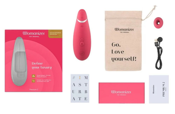 Розовый клиторальный стимулятор Womanizer Premium 2 Розовый клиторальный стимулятор Womanizer Premium 2