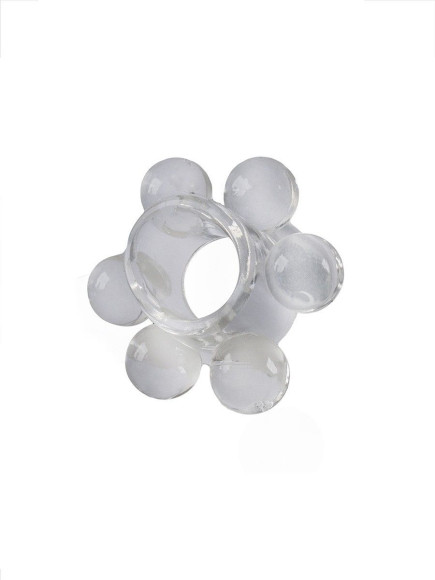 Прозрачное эрекционное кольцо с 6 стимулирующими шариками