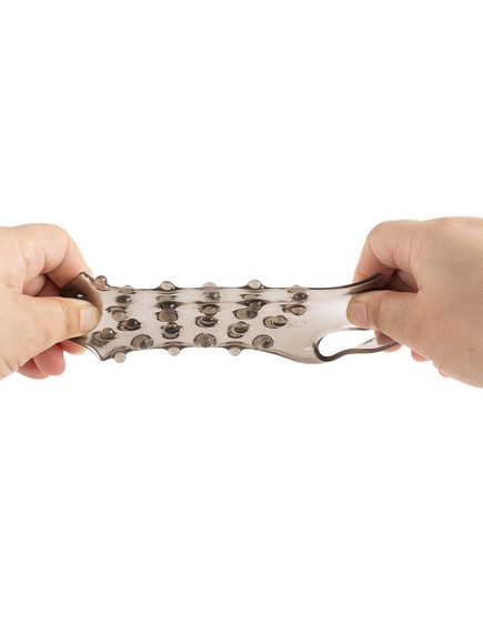 Дымчатая насадка на пенис с выпуклостями - 11 см.