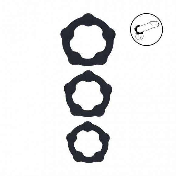 Набор из 3 эрекционных колец Beaded Silicone Cockring Set