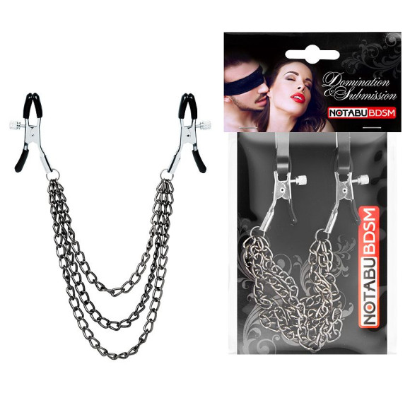 Оригинальные зажимы на соски с тройной короткой цепочкой Оригинальные зажимы на соски с тройной короткой цепочкой