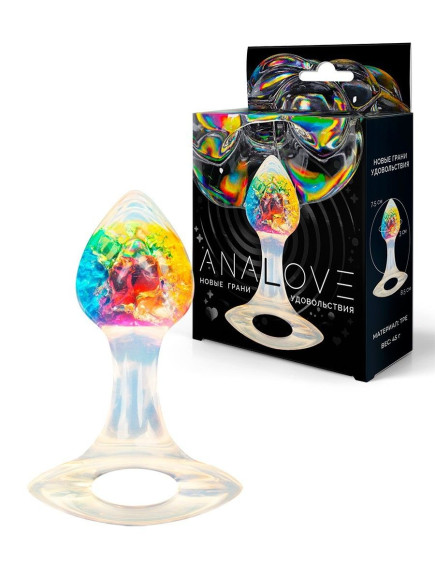 Яркая анальная пробка с ручкой - 8,5 см.