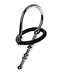 Серебристый уретральный плаг-бусины TOYFA Metal с мягким фиксириющим кольцом Серебристый уретральный плаг-бусины TOYFA Metal с мягким фиксириющим кольцом