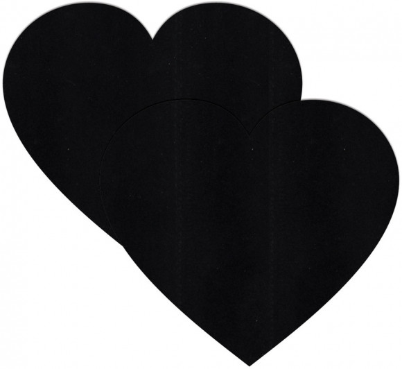 Чёрные наклейки-сердечки на грудь Чёрные наклейки-сердечки на грудь