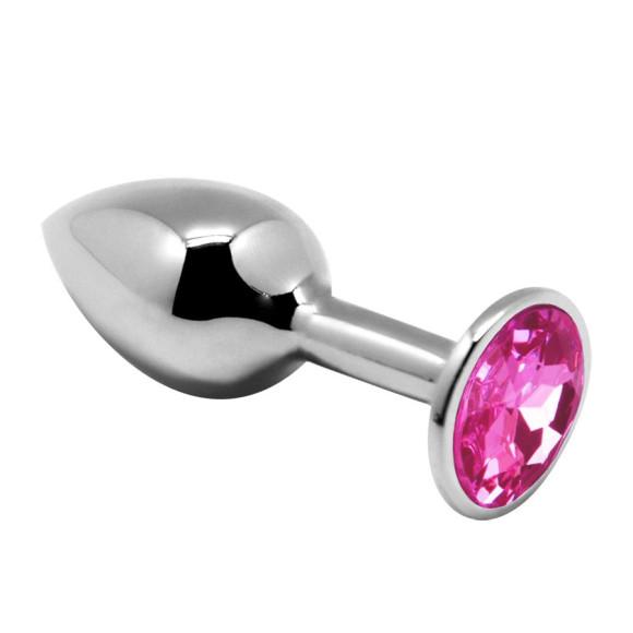 Серебристая анальная втулка Mini Metal Butt Plug Size M с розовым кристаллом Серебристая анальная втулка Mini Metal Butt Plug Size M с розовым кристаллом