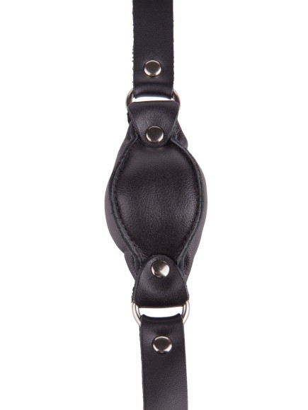 Чёрный кожаный кляп на регулируемых ремешках Чёрный кожаный кляп на регулируемых ремешках