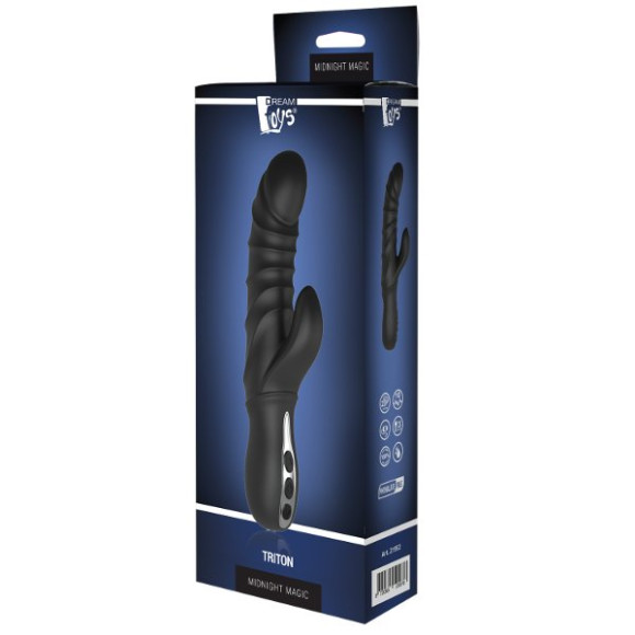 Черный вибратор-кролик с ребрышками Triton - 23 см. Черный вибратор-кролик с ребрышками Triton - 23 см.