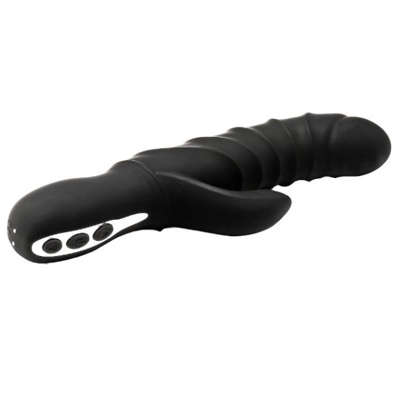 Черный вибратор-кролик с ребрышками Triton - 23 см. Черный вибратор-кролик с ребрышками Triton - 23 см.