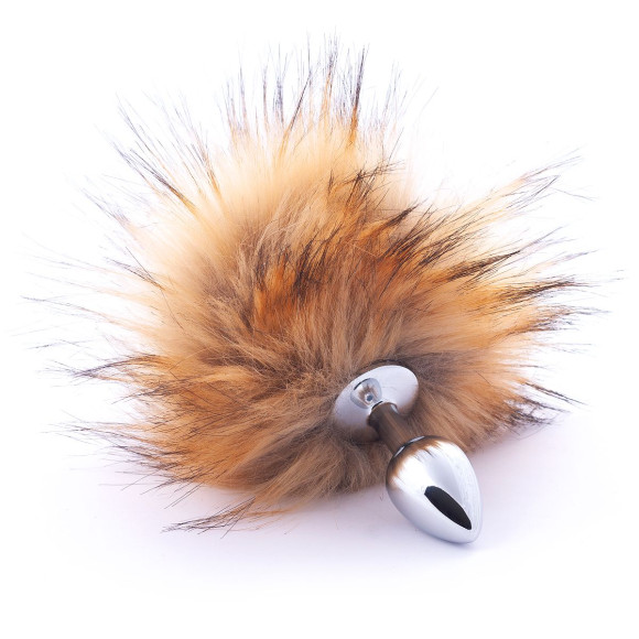 Серебристая анальная пробка с коричневым хвостиком Серебристая анальная пробка с коричневым хвостиком