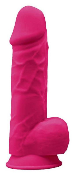 Ярко-розовый вибратор-реалистик Silexd Model 1 - 21,5 см. Ярко-розовый вибратор-реалистик Silexd Model 1 - 21,5 см.