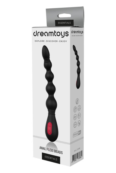 Черный вибромассажер для анальной стимуляции ANAL FLEXI BEADS - 21 см.