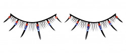 Чёрные ресницы с красными и голубыми стразами Чёрные ресницы с красными и голубыми стразами