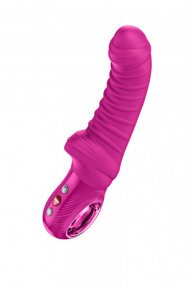Лиловый вибратор Tiger с ребрышками - 22,5 см. Лиловый вибратор Tiger с ребрышками - 22,5 см.
