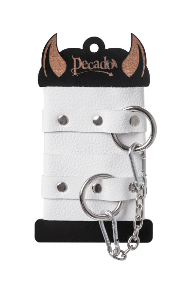 Белые мягкие кожаные наручники с люверсами Белые мягкие кожаные наручники с люверсами