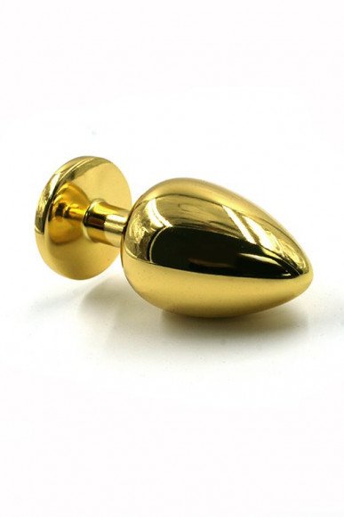 Золотистая алюминиевая анальная пробка с прозрачным кристаллом - 7 см. Золотистая алюминиевая анальная пробка с прозрачным кристаллом - 7 см.