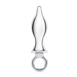 Металлический плаг с кольцом Stainless Steel Metal Tapered Butt Plug With Loop Hardware - 10 см.