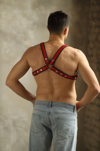 Черно-красная мужская портупея Black-Red