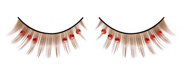 Коричневые ресницы с красными стразами Коричневые ресницы с красными стразами