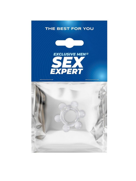 Прозрачное эластичное эрекционное кольцо с 6 шариками