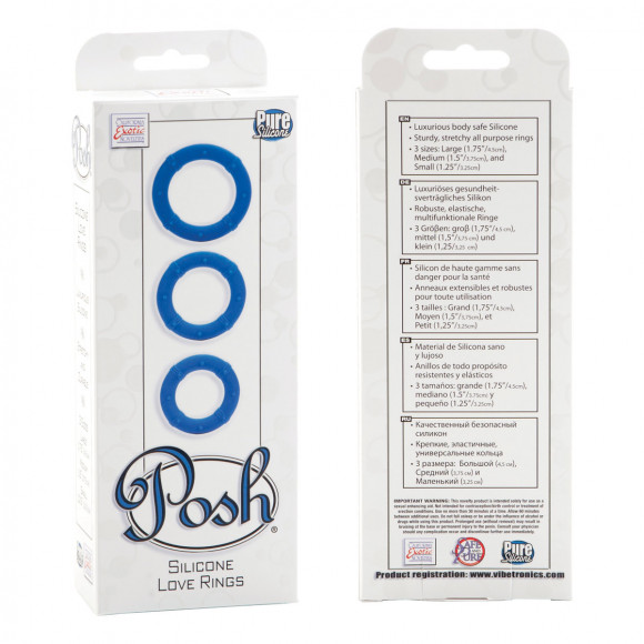 Набор из трех голубых эрекционных колец Posh Love Rings Набор из трех голубых эрекционных колец Posh Love Rings