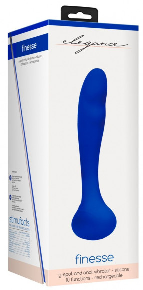 Синий вибростимулятор точки G Finesse - 17,5 см.