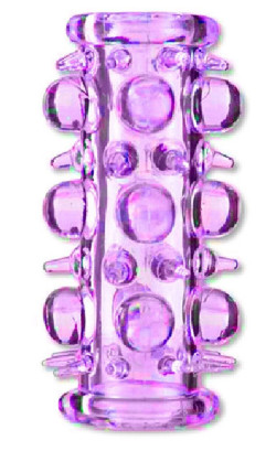 Фиолетовая насадка на пенис с шипами и шишечками