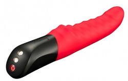 Красный вибромассажер JAGUAR с 10 режимами вибрации - 23,7 см.