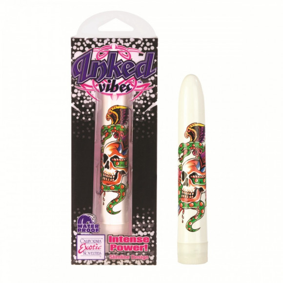 Белый вибратор с черепом Inked Vibes Superslim - 18 см. Белый вибратор с черепом Inked Vibes Superslim - 18 см.