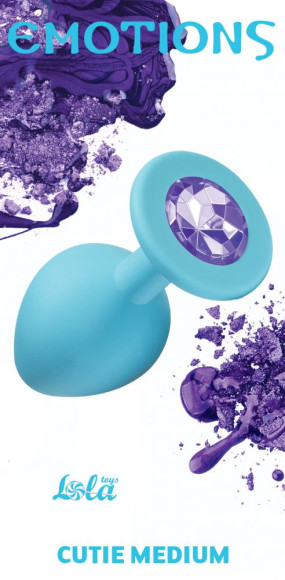 Средняя голубая анальная пробка Emotions Cutie Medium с фиолетовым кристаллом - 8,5 см. Средняя голубая анальная пробка Emotions Cutie Medium с фиолетовым кристаллом - 8,5 см.