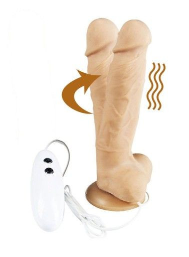 Телесный вибратор-ротатор на присоске Cesar Vibrator & Rotator - 17,5 см.