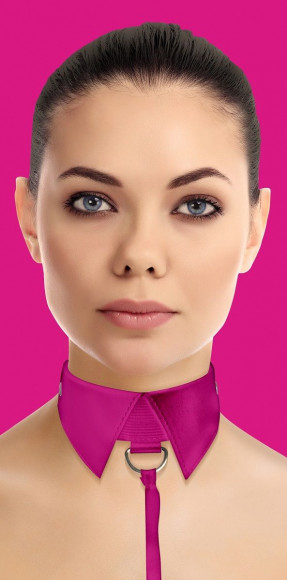 Розовый кожаный воротник с поводком Pink OUCH! Розовый кожаный воротник с поводком Pink OUCH!