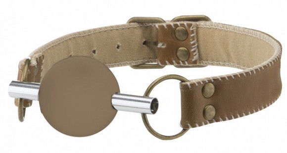 Коричневый силиконовый кляп-шар на кожаных ремешках