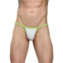 Белые мужские трусы-стринги с зеленой резинкой Белые мужские трусы-стринги с зеленой резинкой
