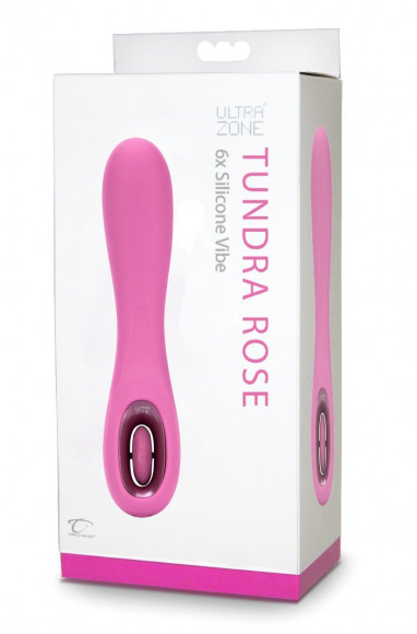 Розовый перезаряжаемый вибромассажер Tundra Rose 6x - 17,8 см.